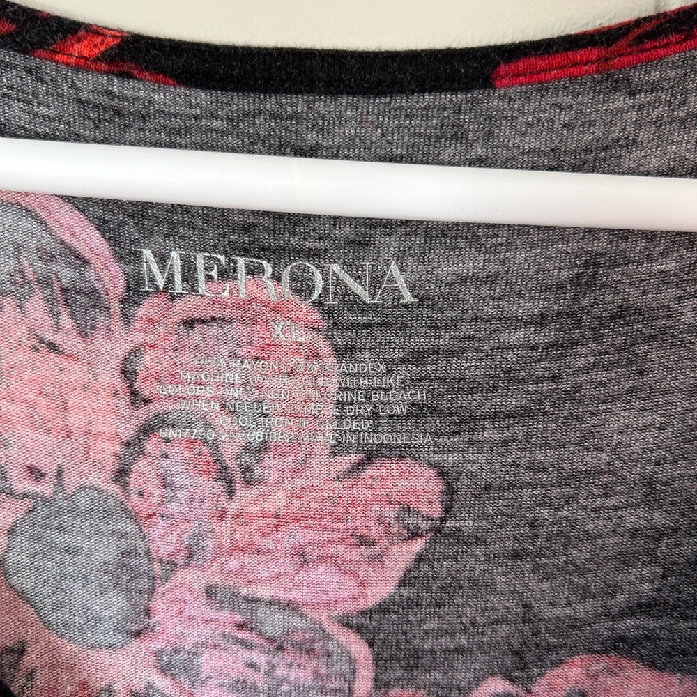 Merona Black and Red Floral Sleeveless Top - Picture 3 of 4